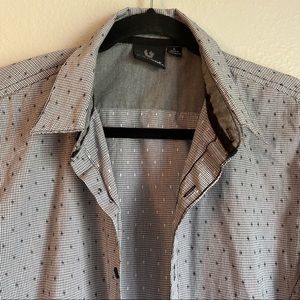 Burnside Mens Black & White Short Sleeve Button Down Shirt Large